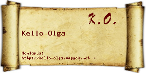 Kello Olga névjegykártya